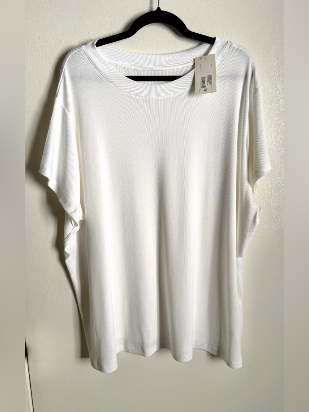 White 🤍 Ribbed Crewneck Short-Sleeve Tee 4X